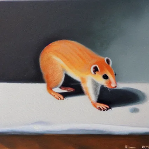 Prompt: a painting of a stoat