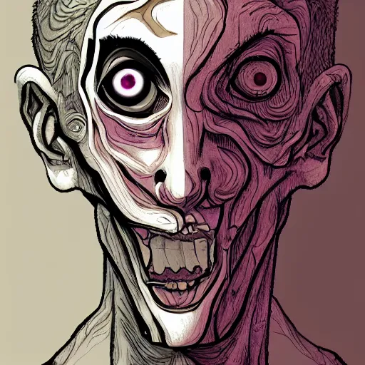 Image similar to uncanny digital art of a body horror human in the style of trevor henderson and junji ito