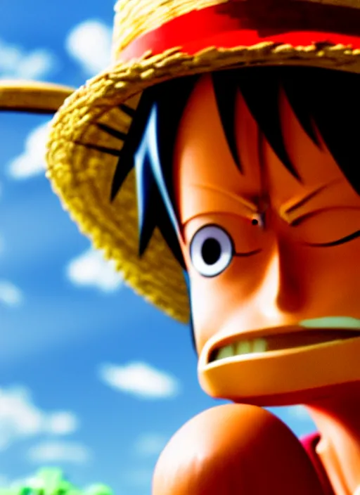 Image similar to photograph of a luffy face, depth of field, focus,