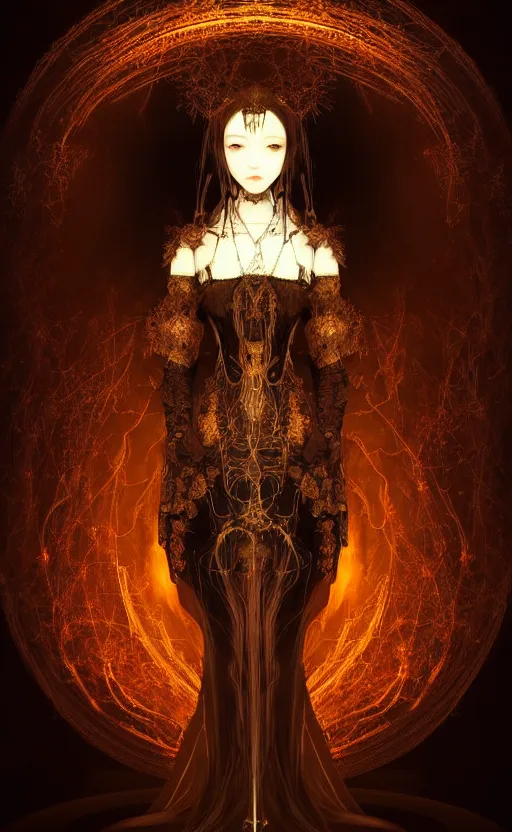 Prompt: alchemy imperial princess knight gothic girl. intricate, centered, amazing composition by amano yoshitaka, by rembrandt, digital art, digital painting, artstation trending, unreal engine, fractal flame, transparent jellyfish