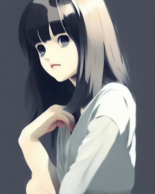 Image similar to portrait of cute girl by ilya kuvshinov, illustration concept art, anime, manga, pencil sketch, black and white trending pixiv fanbox by wlop and greg rutkowski and makoto shinkai and studio ghibli