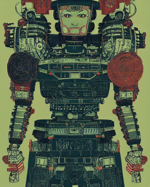 Image similar to a samurai robot, victo ngai