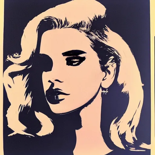 Image similar to lana del rey by andy warhol