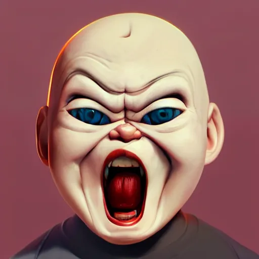 Image similar to face icon stylized minimalist screaming chucky doll, loftis, cory behance hd by jesper ejsing, by rhads, makoto shinkai and lois van baarle, ilya kuvshinov, rossdraws global illumination