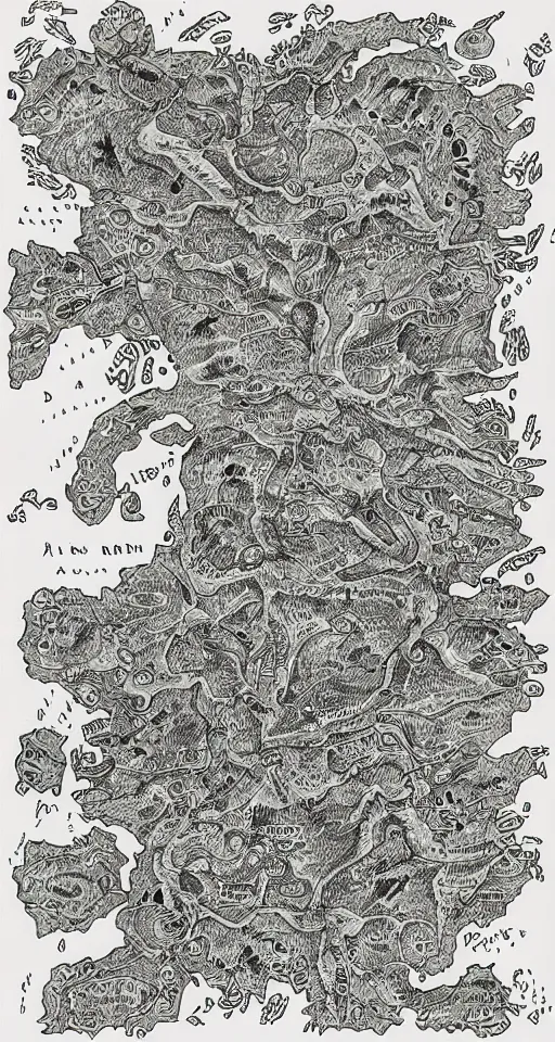 Image similar to hand drawn rpg map of mysterious regions, ink, detailed