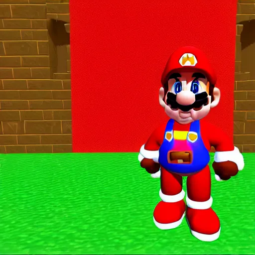 Image similar to phone picture of in - game crt screenshot of lebron james as a low - poly character in super mario 6 4, standing outside princess peach's castle, 4 k, high quality, hyperdetailed