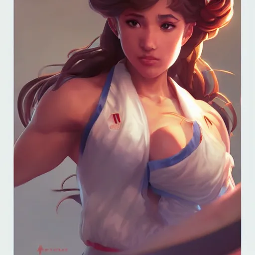 Image similar to pokimane as a street fighter character, cg animation, capcom, realistic, character select portrait, by artgerm, greg rutkowski, alphonse mucha, 3 d