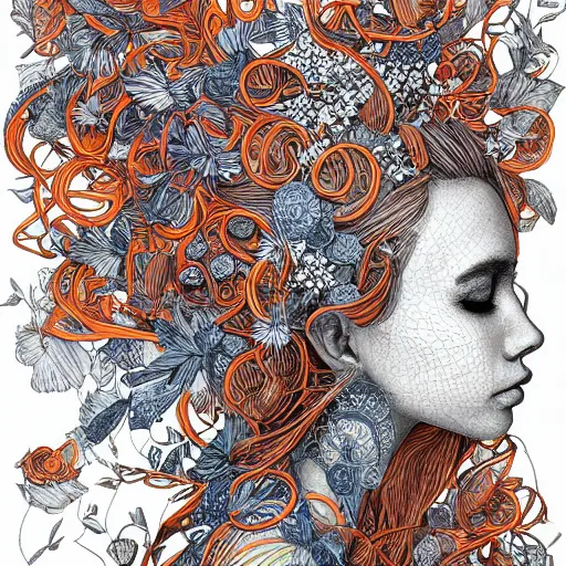 Image similar to a beautiful woman made up of carrots, an ultrafine detailed illustration by james jean, intricate linework, bright colors, final fantasy, behance contest winner, vanitas, angular, altermodern, unreal engine 5 highly rendered, global illumination, radiant light, detailed and intricate environment