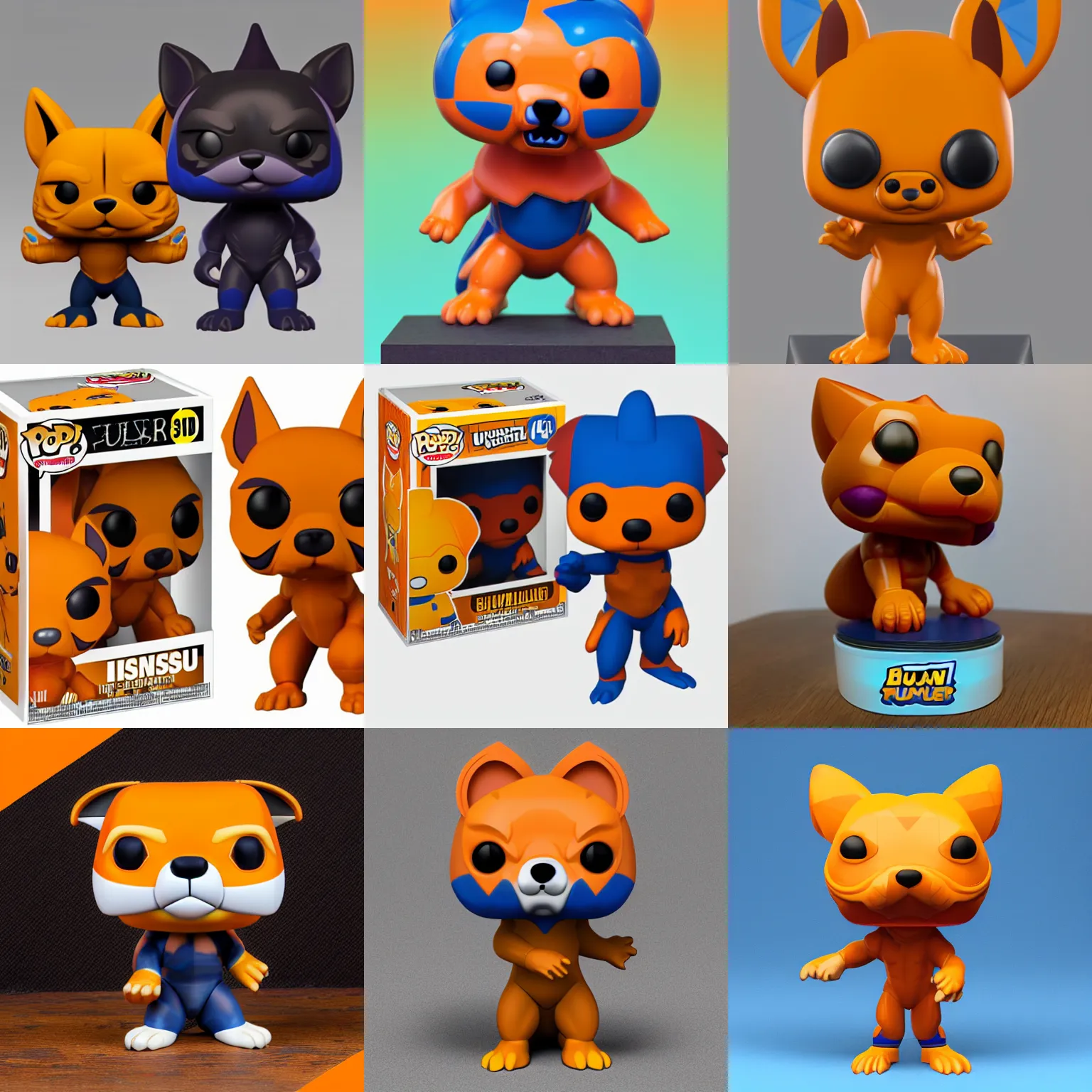Prompt: Buizel and human fusion funko-pop, isometric 3D, polygon, 8k HD, detailed