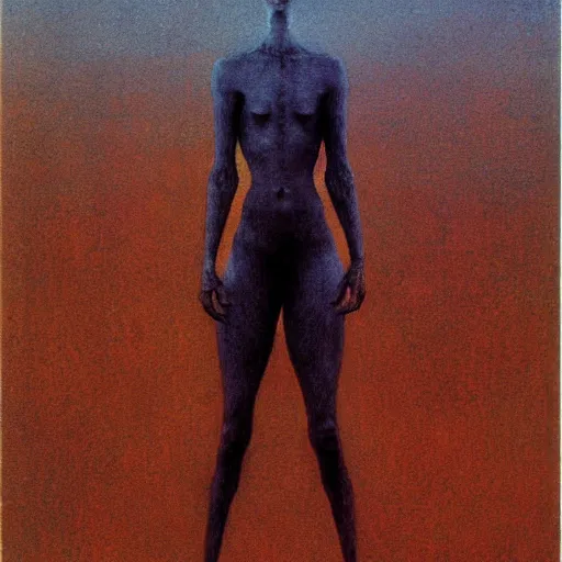 Prompt: full body portrait of female by Beksinski