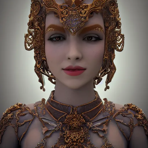 Prompt: princess, smirking, ornate, intricate, detailed, octane, 8 k