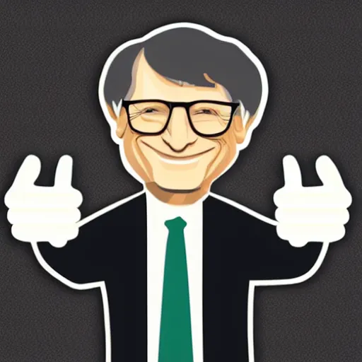 Image similar to sticker illustration of bill gates with thumbs up