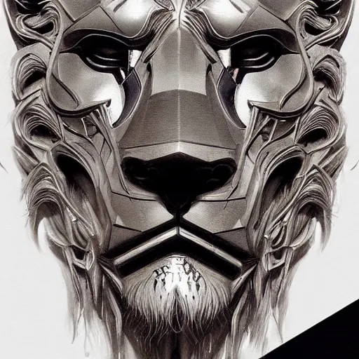 Image similar to Very very very very highly detailed epic photo of face with lion venetian mask, intricate, dystopian, sci-fi, extremely detailed, digital painting, artstation, concept art, smooth, sharp focus, illustration, intimidating lighting, incredible art by Artgerm and Vincent di Fate