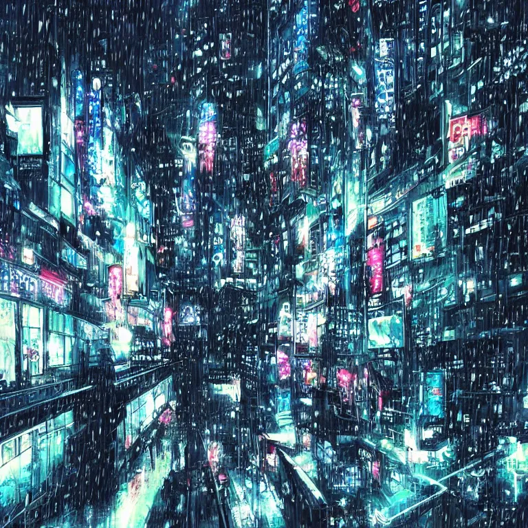 Image similar to beautiful raining anime cityscape, trending on pixiv