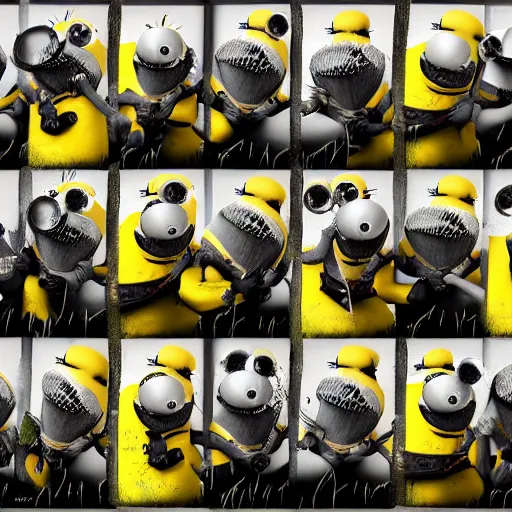 Image similar to The minions in The Vikings Digital art very detailed 4K quality Super Realistic