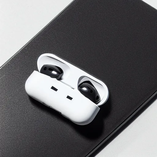 Image similar to black airpods pro case with marshmallow design on the case, studio, product photo