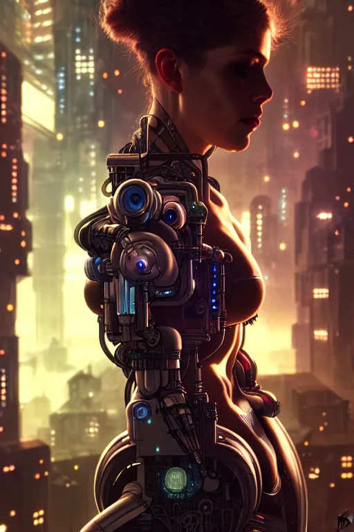 Prompt: ultra realistic, beautiful female cyborg in a crowded smoky cyberpunk club in space megalopolis, sci-fi, intricate details, eerie, highly detailed, octane render, 8k, art by artgerm and alphonse mucha and greg rutkowski