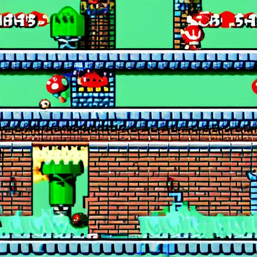 Image similar to screenshots from a Super Mario Bros videogame from another timeline in the multiverse