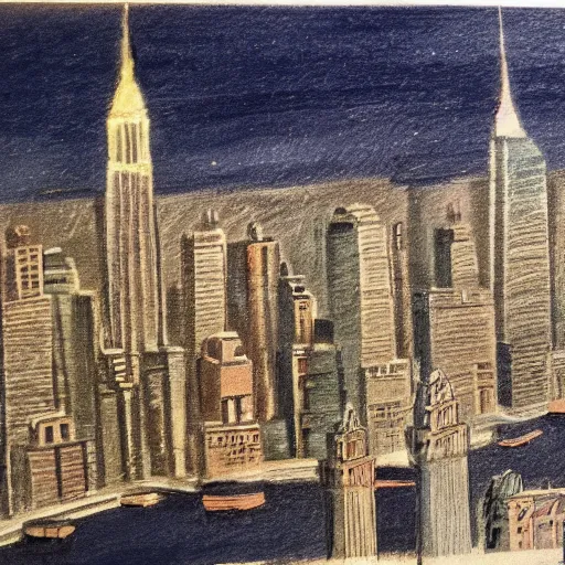 Prompt: sketch of newyork city 1 9 6 3 on a rainy day