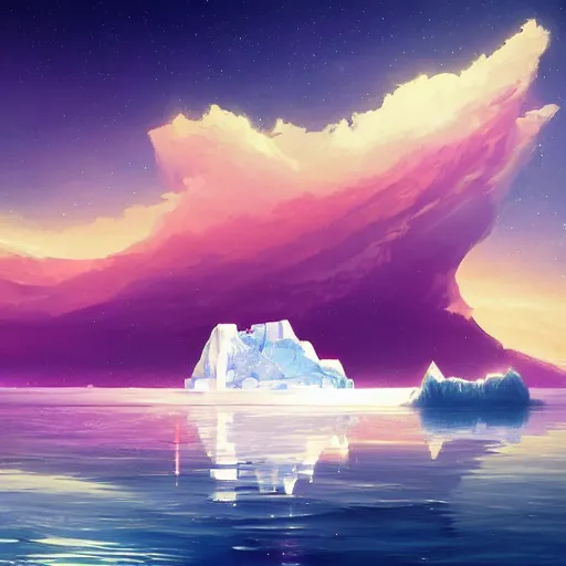 Prompt: translucent iceberg floating in space, by anato finnstark, by alena aenami, by john harris, by ross tran, by wlop, by andreas rocha