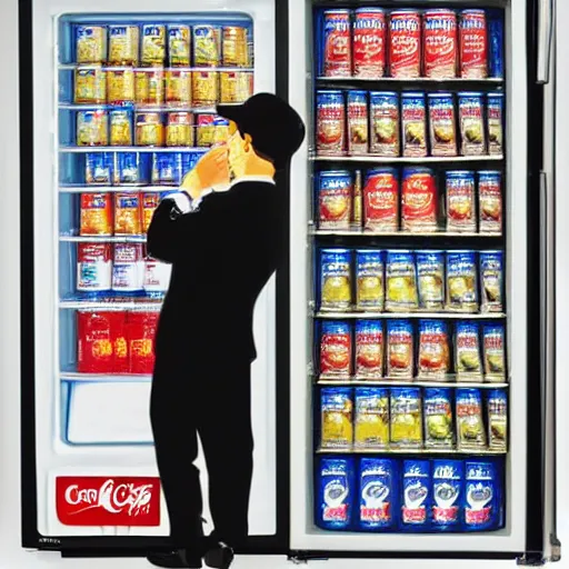 Prompt: the FBI opening a fridge full of Diet Coke by anthony macbain