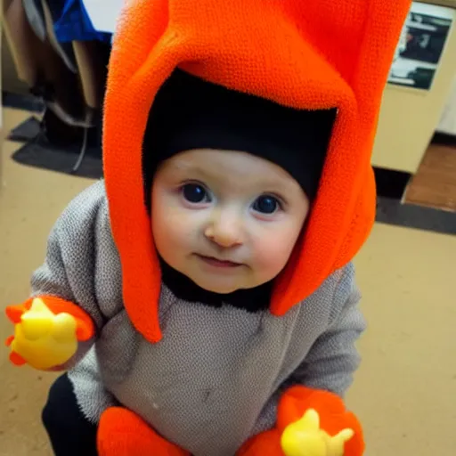 Image similar to cute baby chick dressed as an inmate