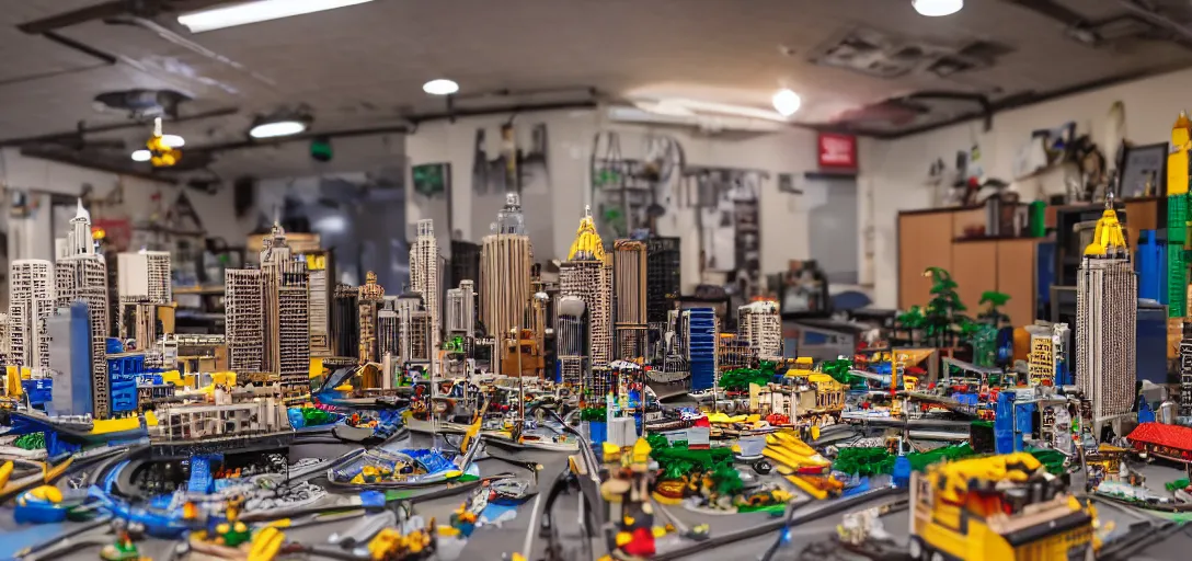 Prompt: detailed lego build of sydney on basement table, professional photo, professional lighting, HDR