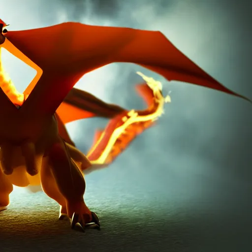Image similar to photography of a realistic charizard animal, ultra detailed, 8 k, cinematic lighting, natural background, trending on artstation, pokemon