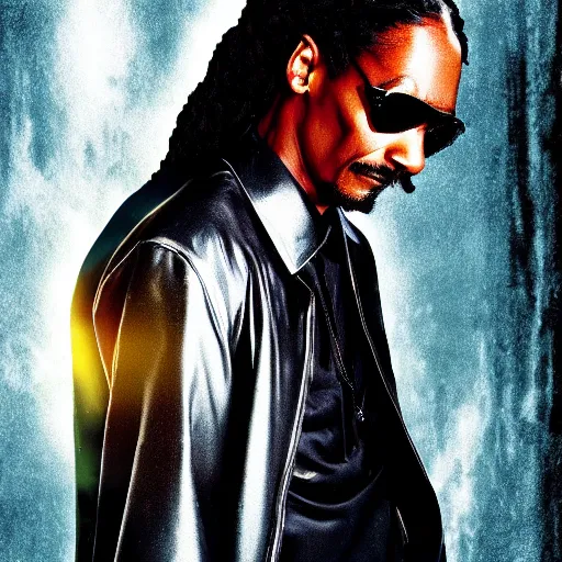 Prompt: snoop dogg as neo from the matrix, movie poster, highly detailed, matrix background