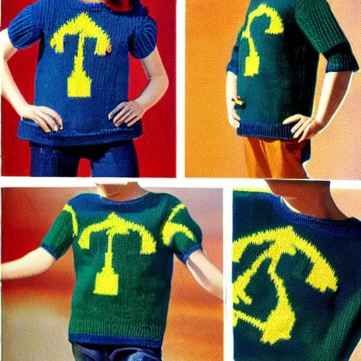 Prompt: toxic symbol sweater knitting pattern for children intarsia chart picture jumper in dk yarn vintage