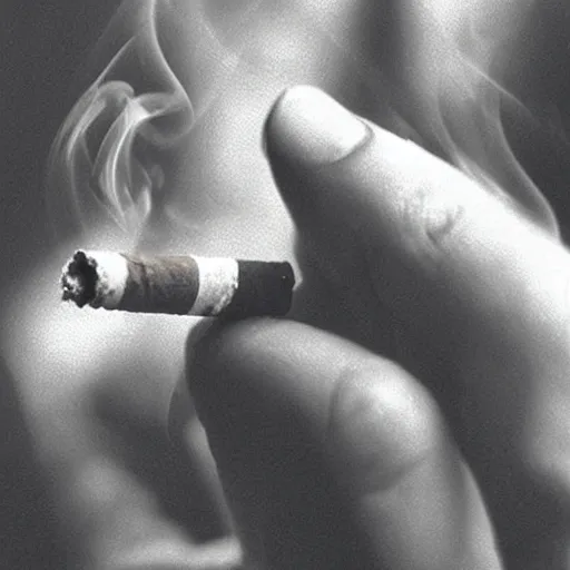 Image similar to Close-up of hand holding cigarette with smoke, vintage photo