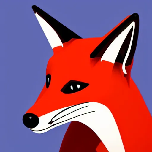 Image similar to an abstract icon depicting a fox, white background, render, blender, 3d