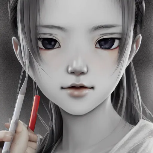 Image similar to ultra-detailed, amazing details, grayish palette, HD semirealistic anime CG concept art digital painting of a Japanese schoolgirl, by a Chinese artist at ArtStation, by Huang Guangjian, Fenghua Zhong, Ruan Jia, Xin Jin and Wei Chang. Realistic artwork of a Chinese videogame, gentle an harmonic colors.