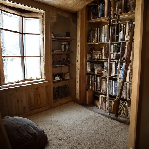 Prompt: secret room upstairs above the family room, behind the wall, accessible by knowing, secret entrance, comforting and familiar, alive, only visited during dreams,