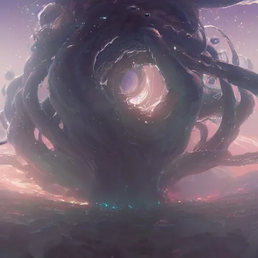 Prompt: yog - sothoth ripping souls into the infinite void, by makoto shinkai, greg rutkowski, artstation, high detailed, cgsociety,