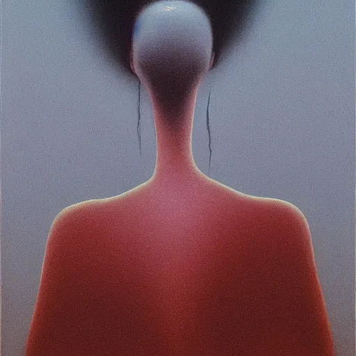 Image similar to Lisa in the style of Zdzislaw Beksinski