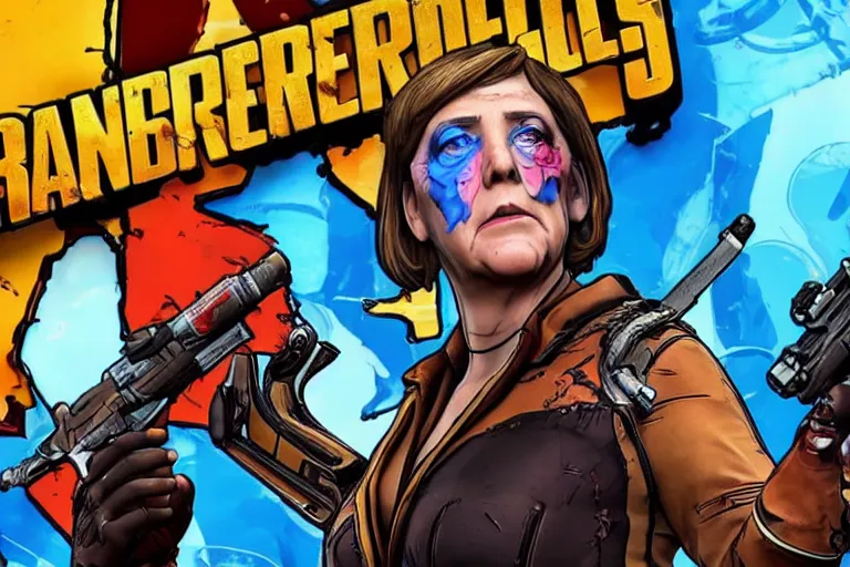 Prompt: angela merkel as character in Borderlands 3