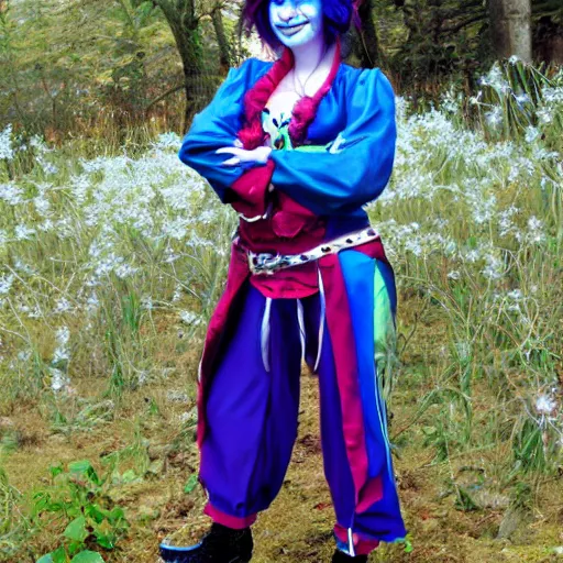 Image similar to full body photo beautiful jester rogue, award-winning photo