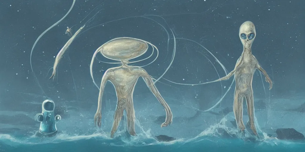 Prompt: a surreal alien un the sea