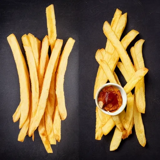 Image similar to photo of [ a french fry chip ] shaped like stephen fry as a hybrid intercross mix