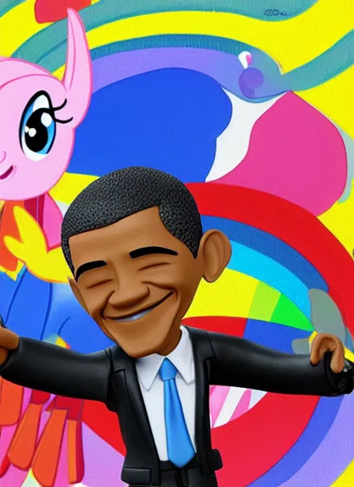 Prompt: barack obama is a cute cartoon character in my little pony, 3 d clay figure, kawaii