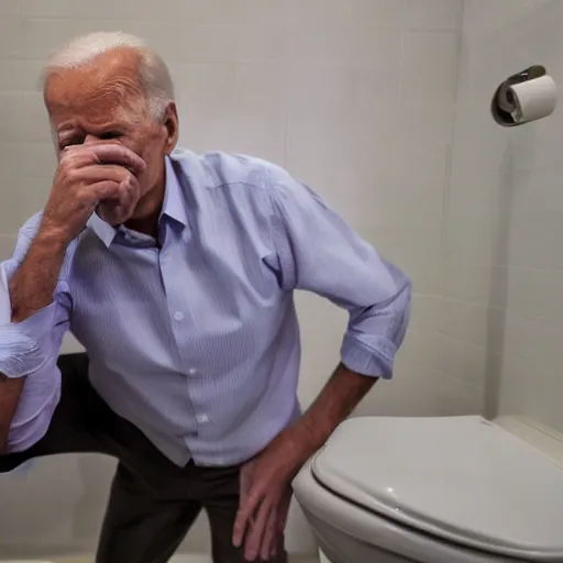 A toilet in the press conference with biden on Craiyon