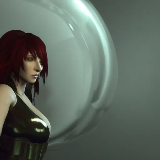 Image similar to Kate Bush as a Square Enix Villain 2005 JRPG cinema 4d render, Ray tracing reflection, natural lighting, Unreal Engine award winning photography