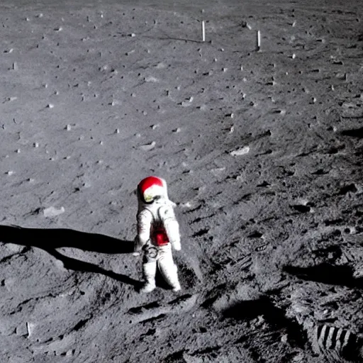 Image similar to where's wally, on the moon