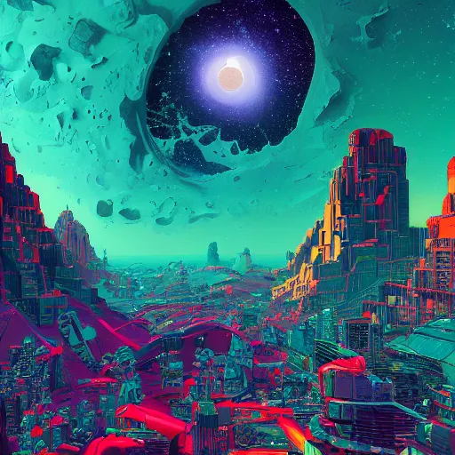 Prompt: the universe is a machine, 8k, hypermaximalism, rule of thirds, by moebius and dan mumford, trending on artstation, unreal engine, octane render