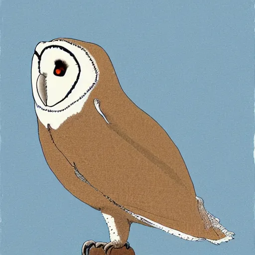 Prompt: barn owl wearing a suit by Studio Ghibli