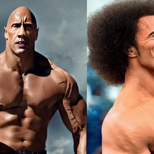 Image similar to Dwayne, the Rock, Johnson with an afro