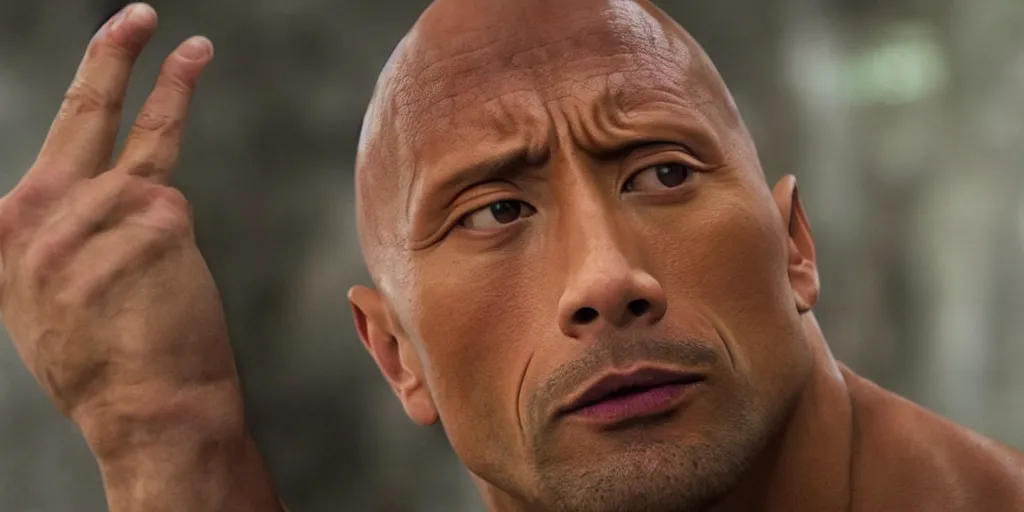 Image similar to dwayne johnson as dazai osamu, movie still