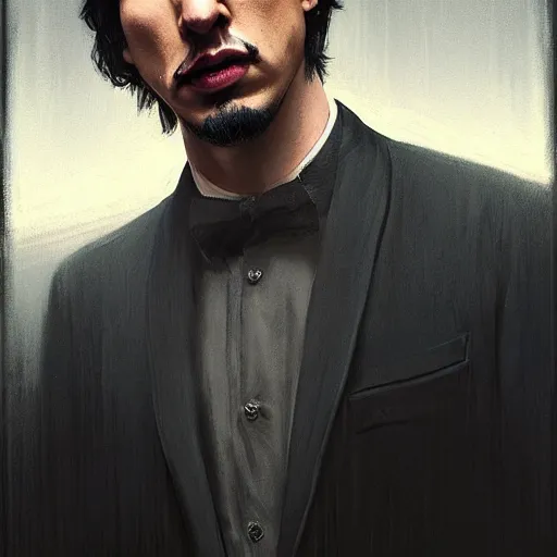 Prompt: photogenic, john oliver and adam driver, john oliver in front, adam driver behind john oliver, stylized, realistic poster, centered, dark, smokey, digital painting, art by jeremy lipking, deviant art, art by artgerm, art by greg rutkowski, art by alphonse