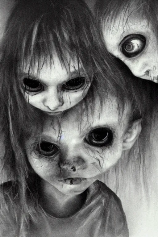 Image similar to black eyed kids, creepy, demonic